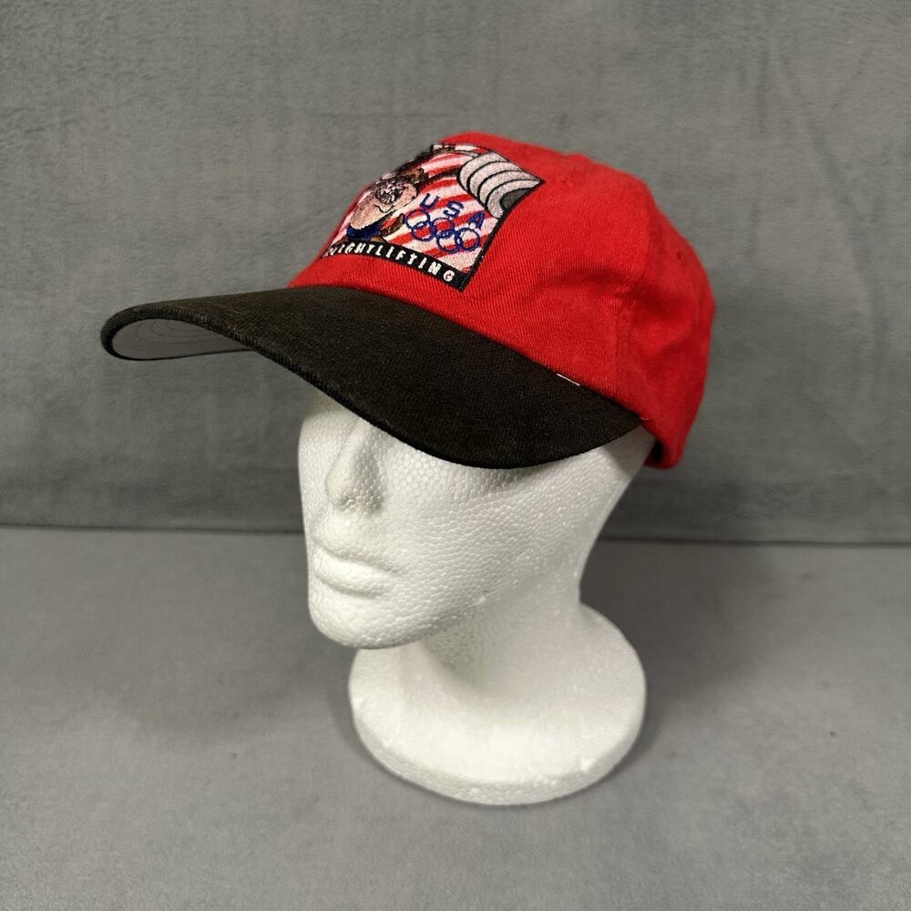 Vintage 1996 USA Olympic Team Taz Weightlifting Starter Snapback Hat Red Cap